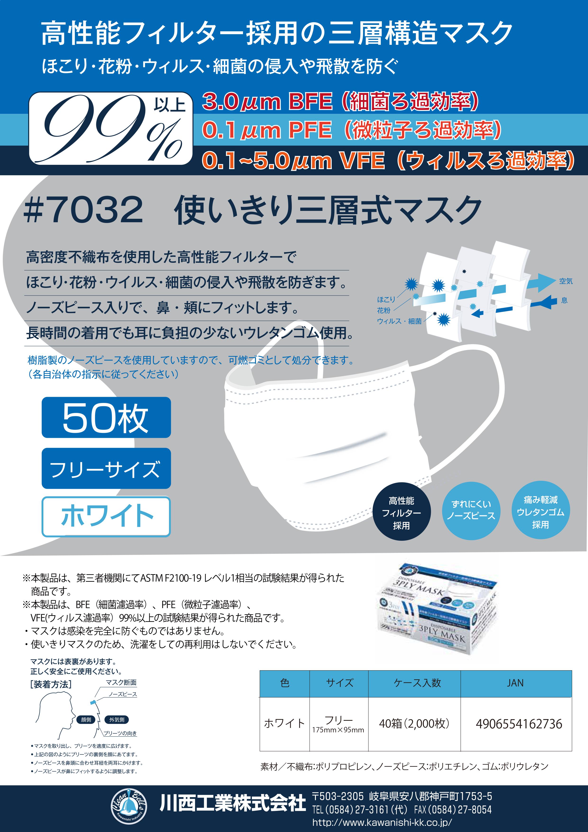 川西工業　メディカルマスク　ホワイト　レギュラーサイズ　40箱